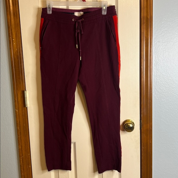 Anthropologie Maroon Track Pants with Red Side Stripe - Picture 5 of 9